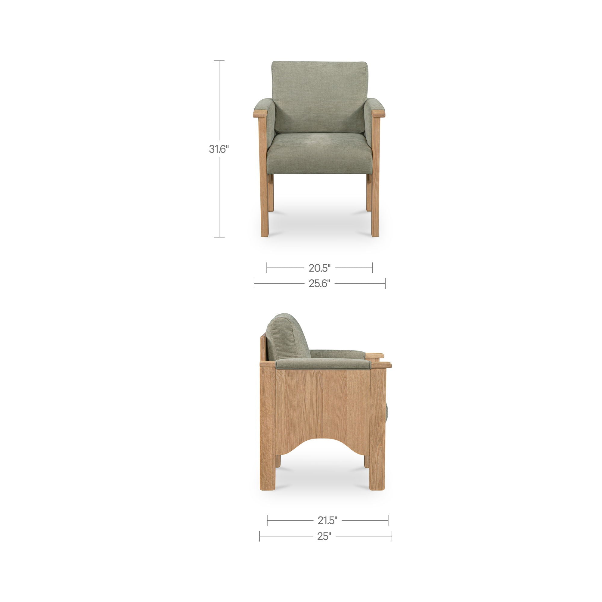 Bauer - Dining Chair - Sage Green / Light Brown - Image 2
